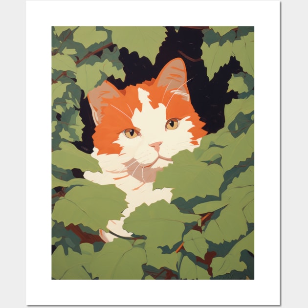 Orange Cat Peeping Painted Style Wall Art by DustedDesigns